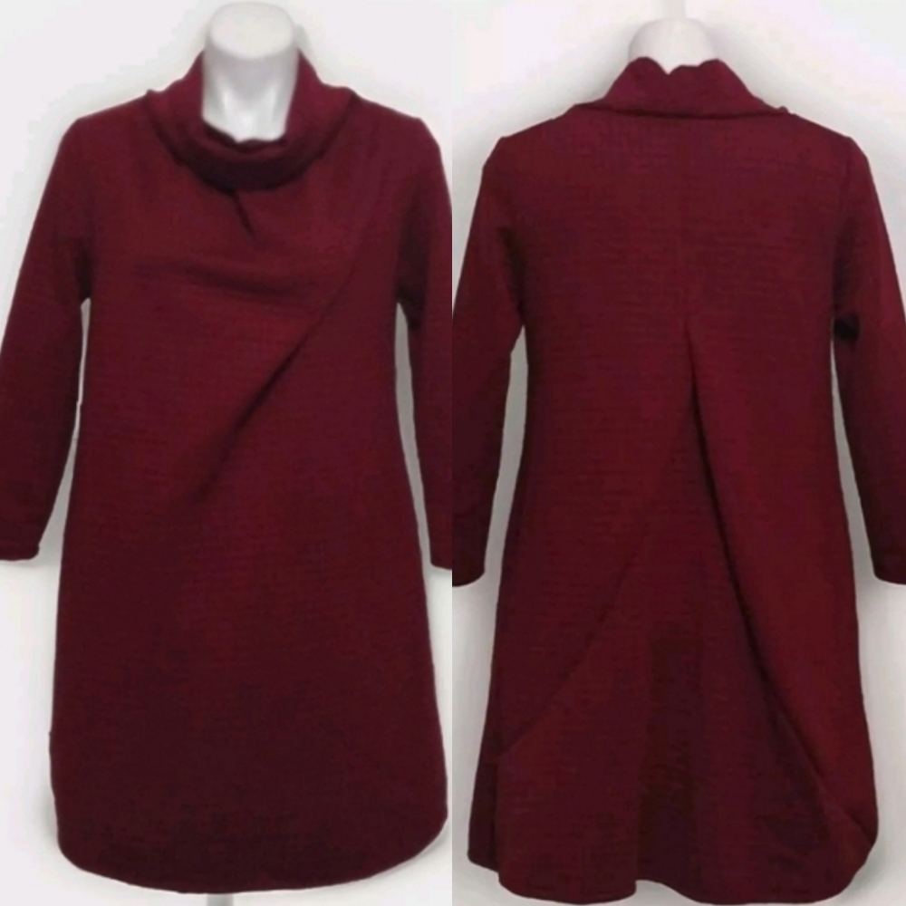 Depending On The Horizon Cozy Turtleneck Waffle Knit Fall Tunic Sweater Dress M